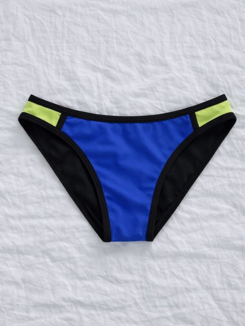 Sporty Royal Blue & Black Bikini Bottom with Highlighter Lime Neon Accents(NWOT)